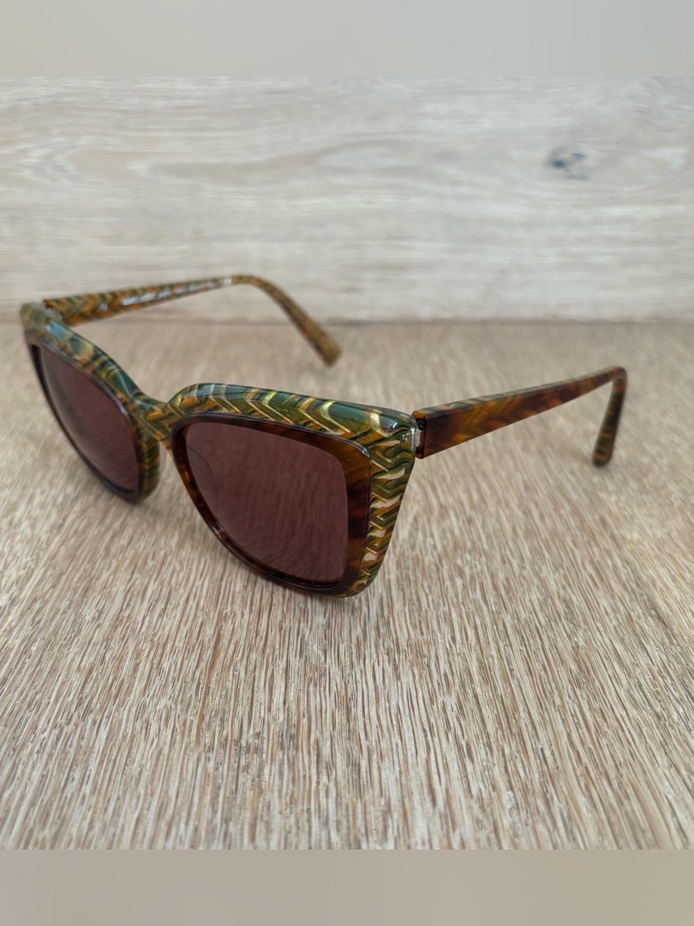 Alain Mikli A05026 Havana Zig Zag Green Brown Bifocal Reading Sunglasses +3 - Picture 3 of 7